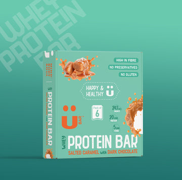 Salted Caramel With Dark Chocolate - Ubar - 20 Grams Protein in each 60 Grams Bar (Pack of 6, 360gm)